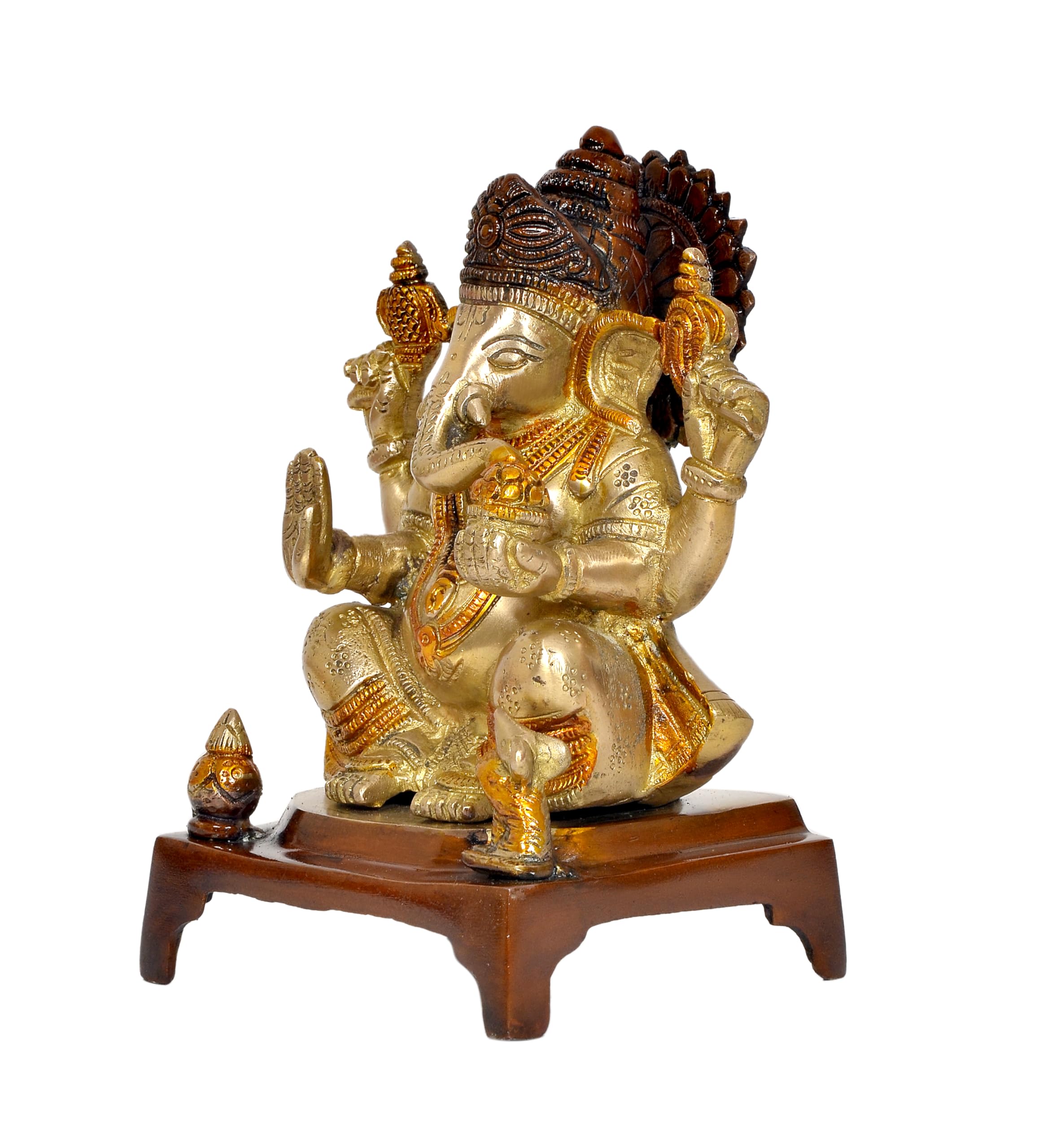 Dattatreya Brass Lord Ganesha Idol Ganesh Statue Decorative Sculpture For Home Office Mandir Pooja Showpiece (Height 7.5 Inch)